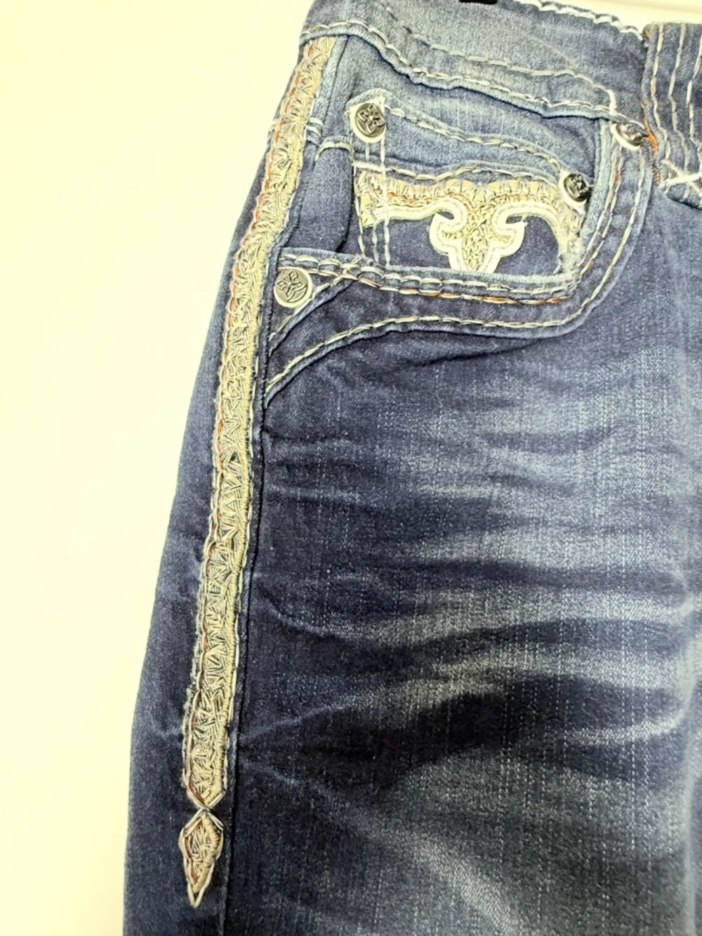Rock Revival Butterum Straight Leg Jean Size 36 Grunge Dark Blue NWOT (I)